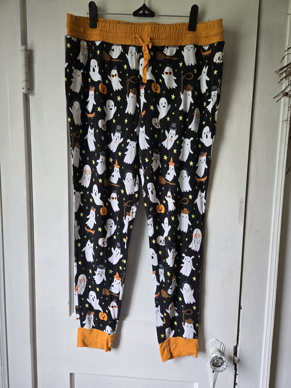 Women's Little Sleepies Halloween Ghost Print Pajama Pants - Black & Orange Larg